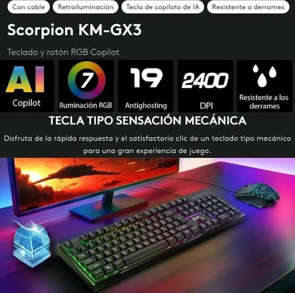 Combo Teclado y Mouse Gamer Scorpion Km-Gx3 - Imagen 5